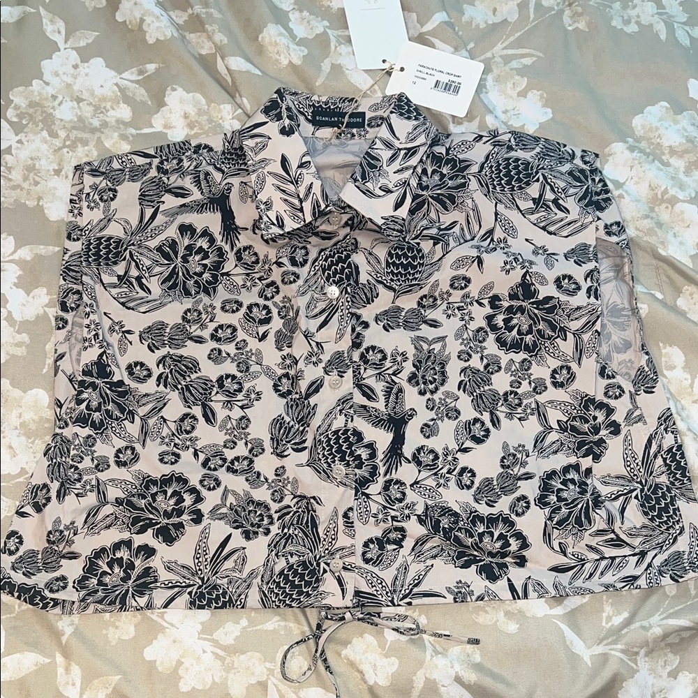 Scanlan Theodore Parachute Floral Crop Shirt Size 12AU, Size 8 US NWT